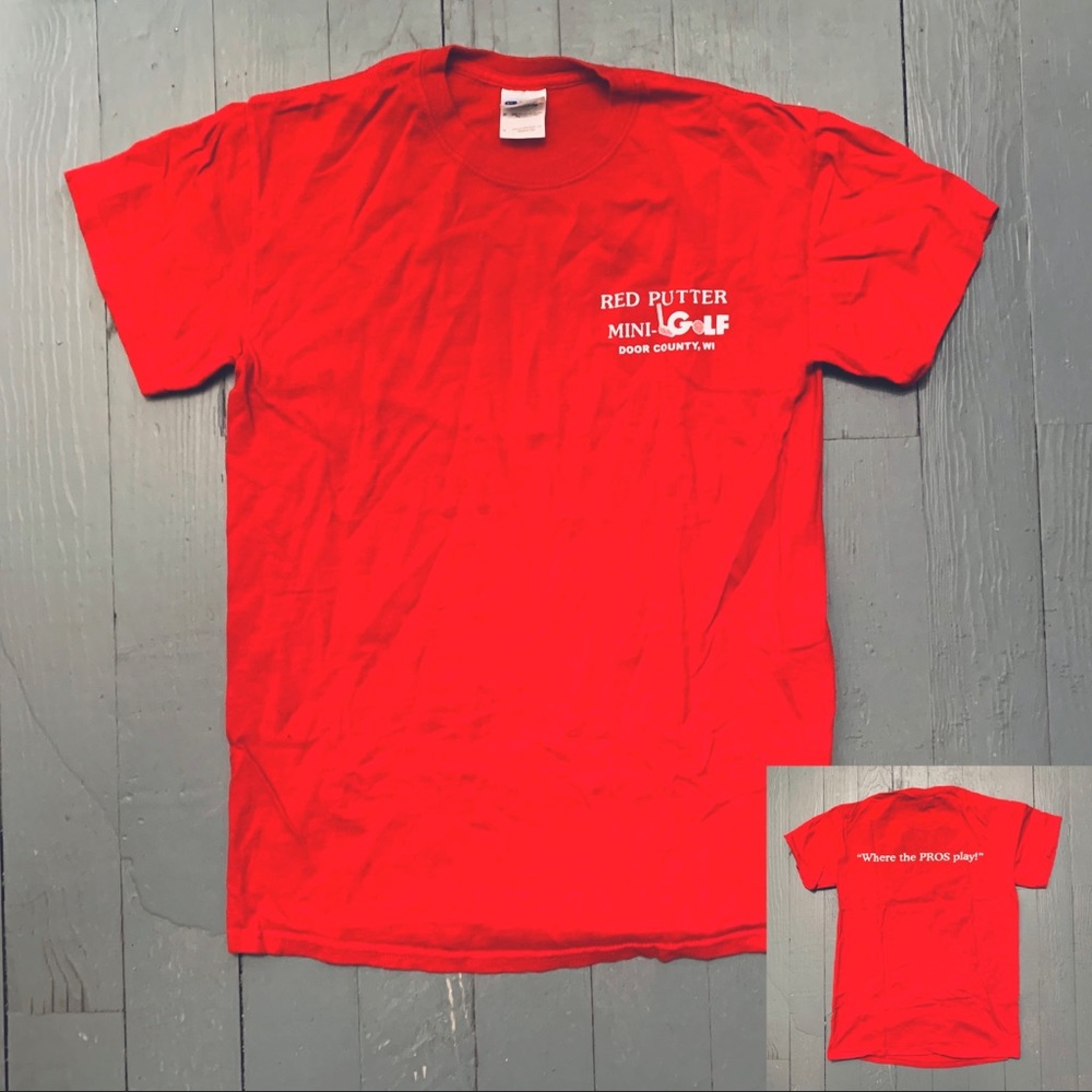 Red putter mini golf tee